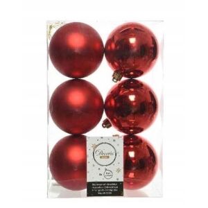 Piros, kerek, műanyag, törésálló gömbdíszek, 6 db-os készlet, 8 cm 146991196 - Szezonális dekoráció