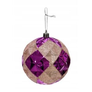 Karácsonyfadísz, lila, törésálló, 10 cm