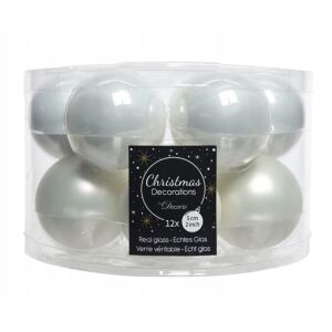 Fehér üveg karácsonyi gömbdíszek 5 cm, 12 db-os készlet 146991810 - Szezonális dekoráció