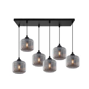 RIFFLE FEKETE FÜGGŐLÁMPA 6 LAPOS GRAFIT LÁMPABÚRÁVAL, HENGERES, E27 146991852 - Lámpa & Világítás