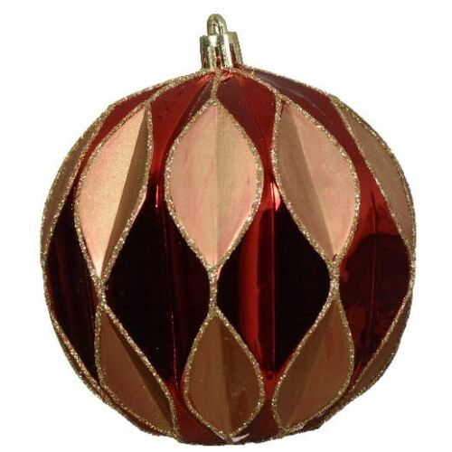 Törhetetlen karácsonyi gömbdísz 10 cm piros és arany