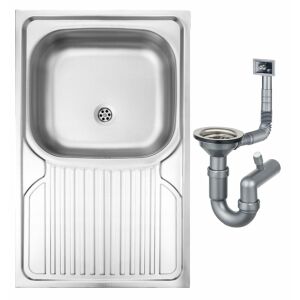 Egymedencés ráépített mosogató 80x50 cm-es dekorral és Apollo szifonnal