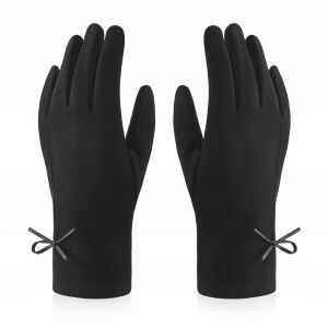 GFD-03 FEKETE Női kesztyű bársony masnival 146993381 - Női kiegészítő