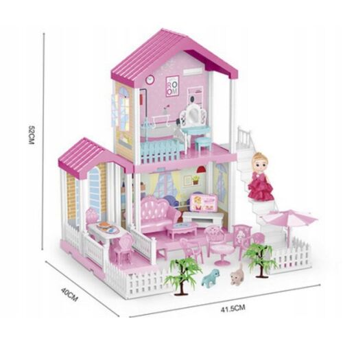 MINI HÁZ babaház bútorokkal, rózsaszín kétszintes babaház