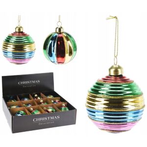 Színes üveg karácsonyfa gömbdísz 8 cm