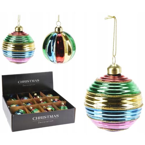 Színes üveg karácsonyfa gömbdísz 8 cm 146994106