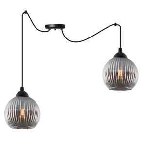 RIFFLE SPIDER FÜGGŐLÁMPA FEKETE 2 LAPOS GRAFIT ALAKÚ GÖMB E27 146994222 - Lámpa & Világítás