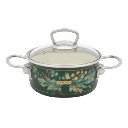 Stielkasserolle 1,5 l, Glasdeckel, Golden Times Metalac Emaille/16 cm/1,5 l 146994909