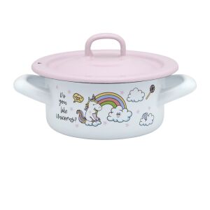 Rondel 0,75l z pokrywką Unicorn Metalac emalia/12cm/0,75l 146994927 - Patelnie do gotowania i pieczenia