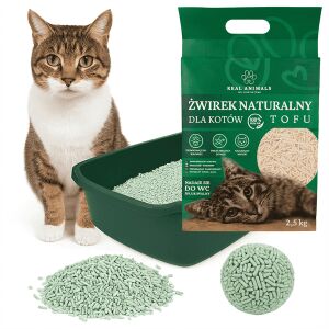 Tofus macskaalom az alomtálcába, csomósodó, ökológiai, 100%-ban természetes, 2,5 kg