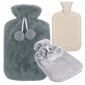 Melegvizes palack 0,5L plüss huzatban – gumiból készült melegítő kötött pulóverben