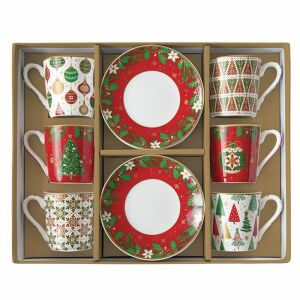 Caffe Mania Jingle Bells karácsonyi espresso kávéskészlet - 6 személyes 100 ml 147001676 - Konyha & Étkezés