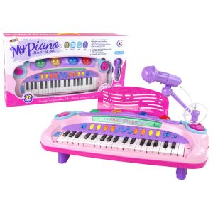 Pink Multifunctional Interactive Big Musical Baby Piano Microphone MP3