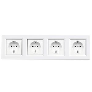 Leziter Nova IV négy földelt csatlakozóaljzat dugalj 16A 250V fehér kerettel 147011470 - Leziter