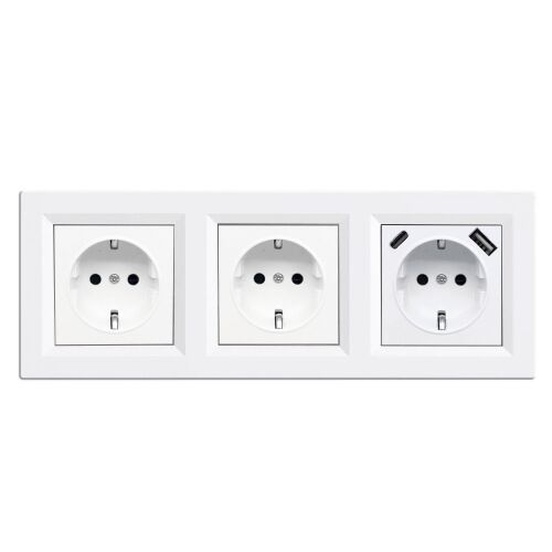 Leziter Nova III kettő földelt csatlakozóaljzat dugalj USB csatlakozóval fehér kerettel 147011490 - Konnektor és dugalj