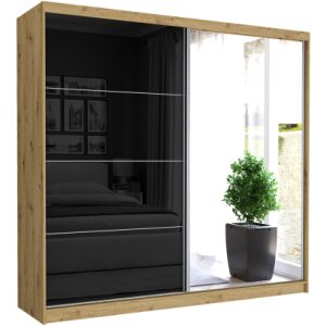 Selvio III. Gardróbszekrény 233x218x60 fekete üveggel - artisan