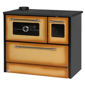 OMEGA főzőtűzhely, krémszínű, fa vagy brikett tüzelésű, öntöttvas tűztérrel és főzőlappal, 9 kW, 87 x 51 x 79 cm, bal oldali füstelvezetéssel, 13 cm-es füstcsatlakozás átmérője, sütő mérete 450 x 455 x 175 mm, 75%-os hatásfok, ideális pizzához / kenyérhez / steakhez 147017979 - Kandallókályha