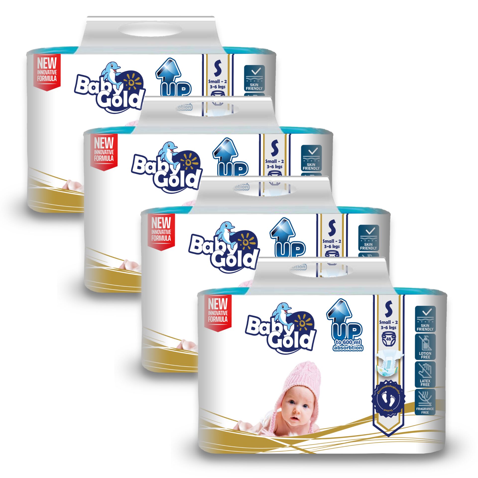 E-shop Detské zlaté nohavice S 3-6kg Mini 2 (192ks)