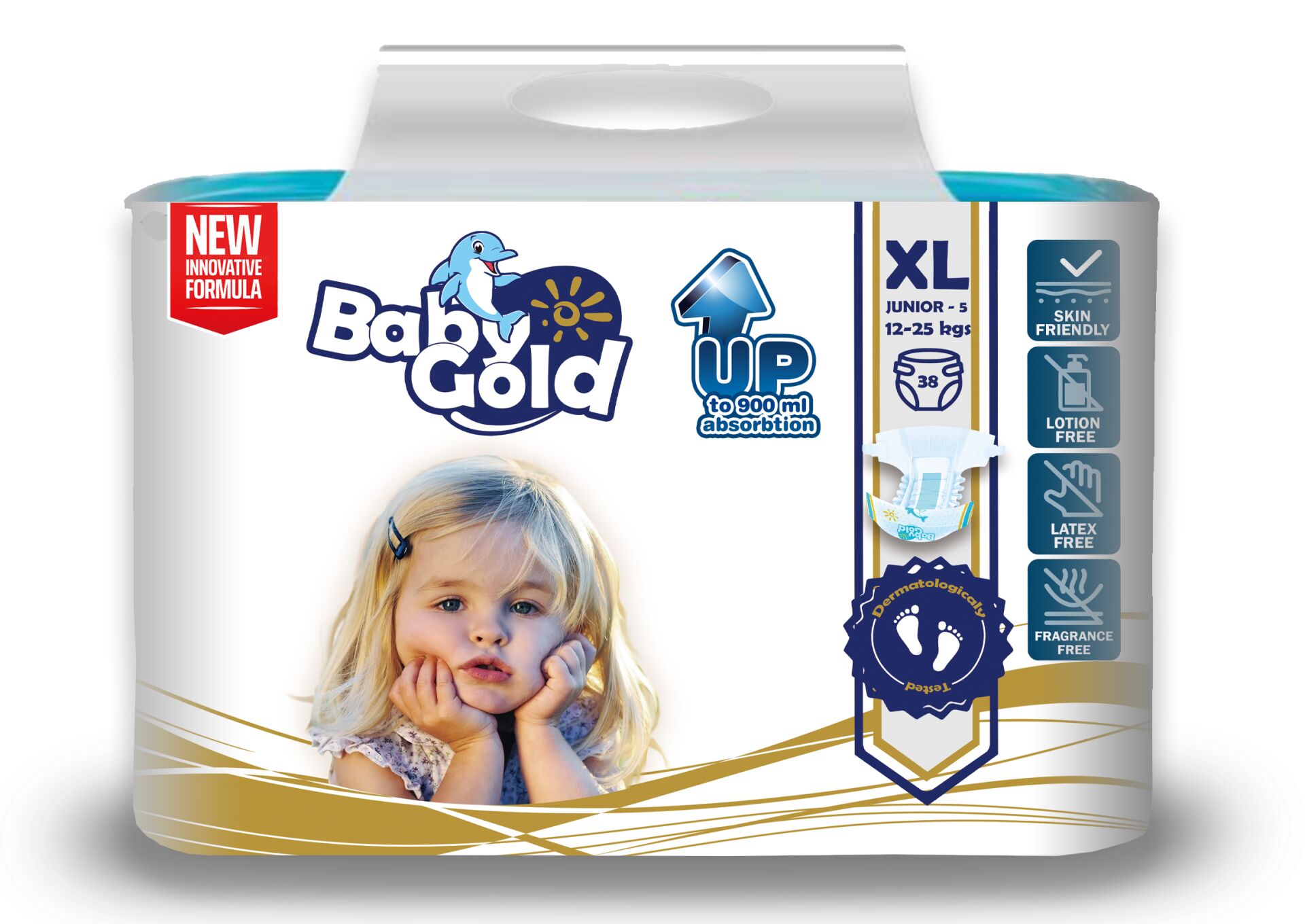 E-shop Detské zlaté nohavice XL 12-25kg Junior 5 (38ks)