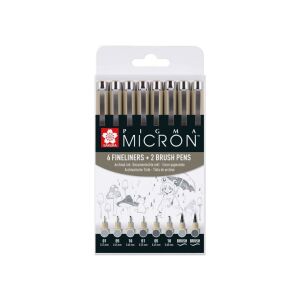 Sakura Pigma Micron Fineliner 8 darabos filctollkészlet, hűvös szürke 147021636 - Sakura