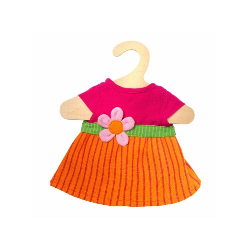 Fair Trade Maya babaruha, rózsaszín és narancssárga virágdísszel, 28-35 cm - Játékbaba ruha