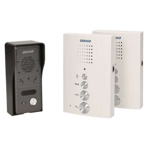 ELUVIO INTERCOM ORNO OR-DOM-RE-920/W Familiensprechanlage, automatische Torsteuerung, Gegensprechfunktion, ultraflach, weiß/grau