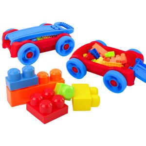 Carucior cu Cuburi Constructie pe Roti Albastru si Rosu 147030972 - Jocuri de constructie - Lego