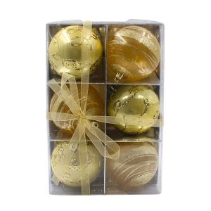 Set 6 globuri, de Crăciun, aurii cu sclipici, 8 cm 147034299 - Decorațiuni pentru pomul de Crăciun