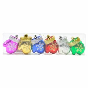 Zestaw 6 kolorowych ozdób na rękawiczki z płatkami śniegu, 4 cm, Xmas Magic 147034300 - Ozdoby choinkowe