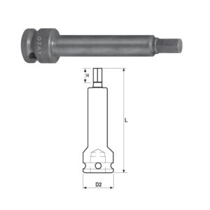 3/4'' ударна вложка с външен шестоъгълен профил, еднокомпонентна, дължина 100 мм 14 147035865 - Ключ за щепсел