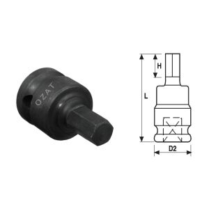 Глава за ударен гайковерт с външен шестостенен профил 1'', 1 брой 31 147035880 - Ключ за щепсел