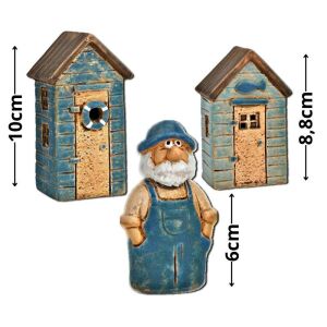 Nyomtatott dekorkarton - Öreg halász házikókkal 3db/szett 147037113 - Ajándék kütyü