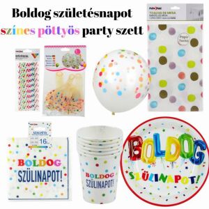 Boldog születésnapot pöttyös szett 147037115 - Ajándék kütyü