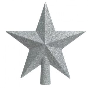 Csillag csúcsdísz glitteres ezüst 19cm 147037428 - Ajándék kütyü