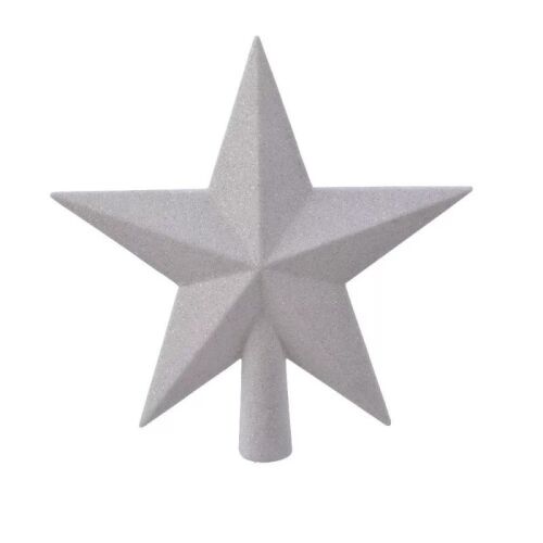 Csillag csúcsdísz glitteres téli fehér 19cm 147037431
