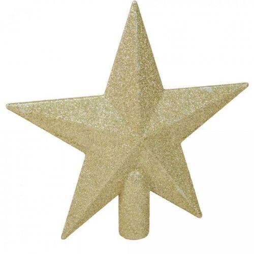 Csillag csúcsdísz glitteres világosarany 19cm 147037432