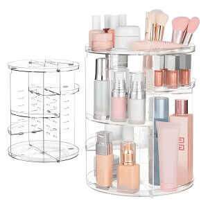 Teno® kozmetikai szervező, forgatható, szervezés és tárolás, kompakt kialakítás, több rekesz, ellenálló akril, 31 x 23 cm, átlátszó 147046451 - Kozmetikai rendszerező