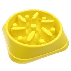 Teno® Slow Animal Feeder, csúszásmentes, cseppálló, belső bemélyedésekkel, javítja az emésztést, biztonságos anyagok, sárga színű 147046533 - Evéslassító kisállat tál