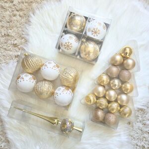 Arany csillogás karácsonyfadísz szett