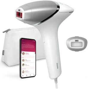 Philips Lumea IPL epilátor sorozat 8000 BRI940/00, Smartskin érzékelő, SenseIQ technológia, alkalmazáskapcsolat, vezetékes használat, 450 000 impulzus, testhezálló tartozék, fehér/ezüst 147051759 - Epilátor