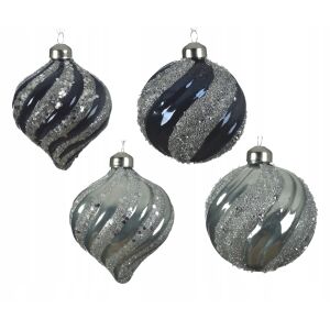 Karácsonyfadísz, ezüst árnyalatok, mix, 8 cm