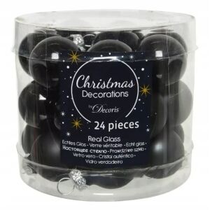 Fekete karácsonyfadíszek, 24 darabos készlet, 2,5 cm 147055204 - Karácsonyfadísz