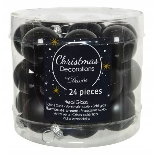 Fekete karácsonyfadíszek, 24 darabos készlet, 2,5 cm 147055204