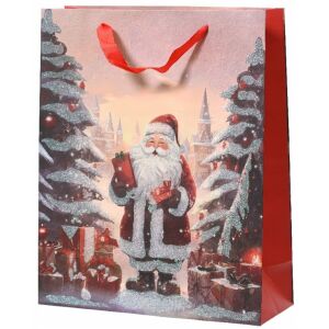 Karácsonyi ajándéktáska 10x26x32cm Nagy Mikulással