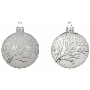 Üveg karácsonyfa gömbdísz 8cm csillogó ezüst ággal 1 db. 147055918 - Karácsonyfadísz