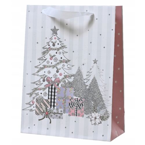 Torba Prezentowa Świąteczna Biała Gwiazdki 12x30x42 cm 147056833
