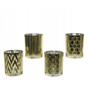 Karácsonyi üveg mécsestartó, arany, 8 cm 147057509 - Mécsestartó