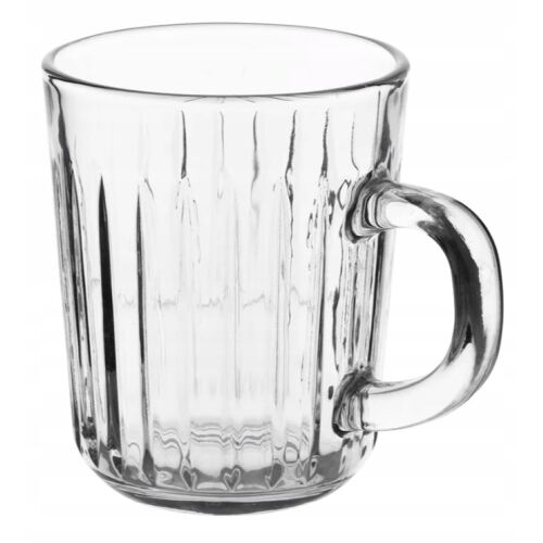 Szklany kubek Venus 230 ml w prążki z uchwytem do kawy i herbaty 147057531