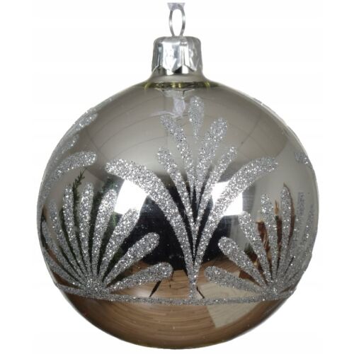 Üveg karácsonyfa gömbdísz 8cm ezüst 1 db 147057882
