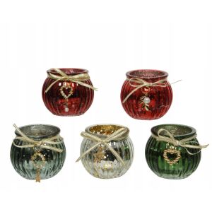 Karácsonyi üveg mécsestartó 5,5 cm 147060669 - Mécsestartó